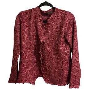Tania Women’s M wine-red Jacket Blouse with textured fabric and rills